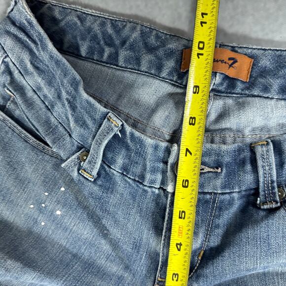 Seven7 Bootcut Distressed Denim Medium Wash Jeans - Size: 28 - Picture 5 of 9